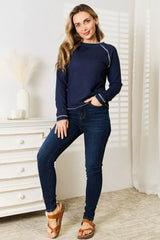 Basic Bae Long Raglan Sleeve Round Neck Top - ShopBasicbae - Flyclothing LLC