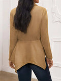 Handkerchief Hem Button Up Collared Neck Jacket - Trendsi - Flyclothing LLC