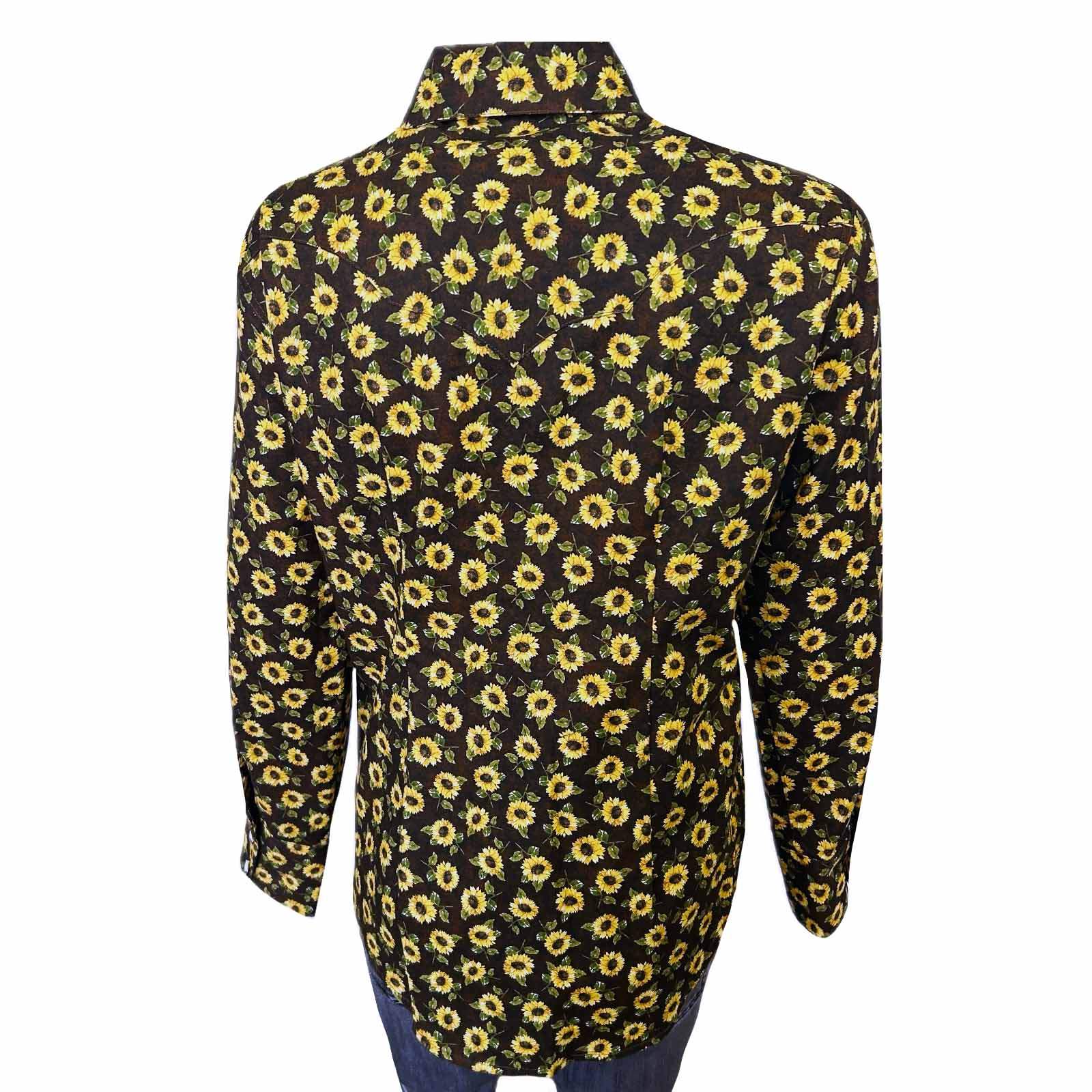 Women's Vintage Brown Sunflower Print Western Shirt - Rockmount Ranch Wear - Flyclothing LLC