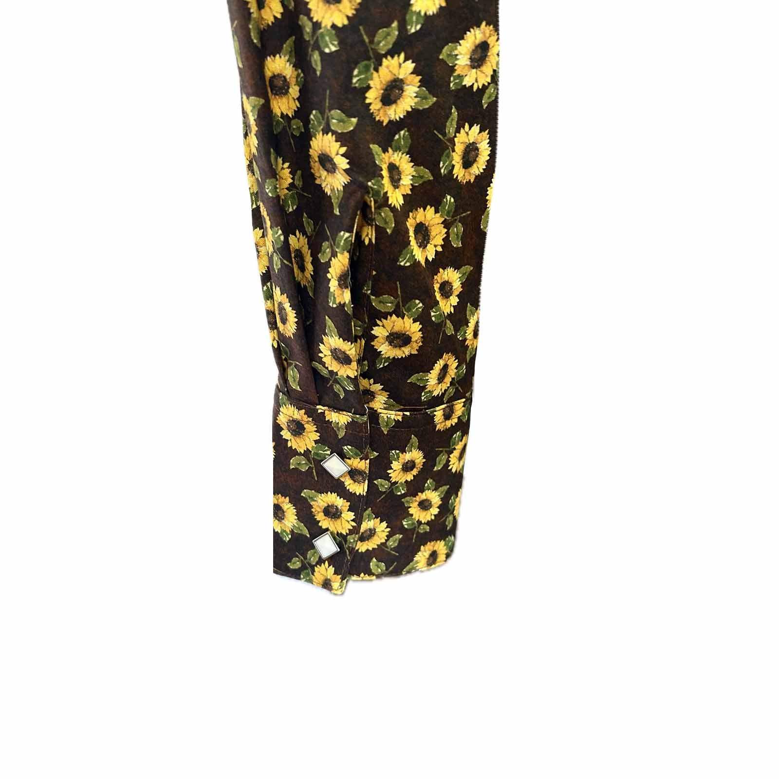 Women's Vintage Brown Sunflower Print Western Shirt - Rockmount Ranch Wear - Flyclothing LLC