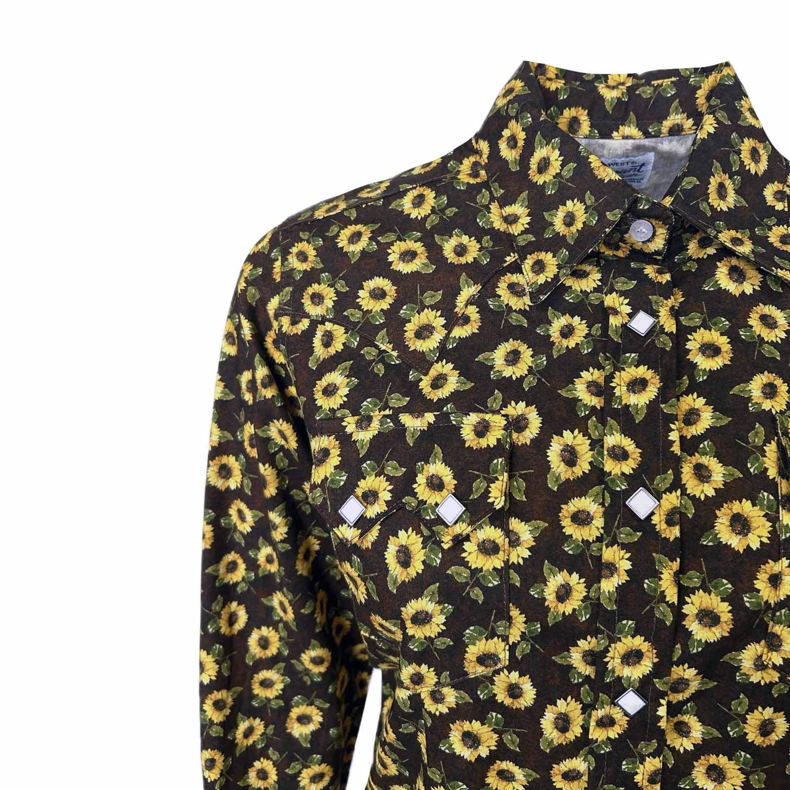 Women's Vintage Brown Sunflower Print Western Shirt - Rockmount Ranch Wear - Flyclothing LLC