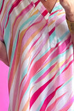 Color Block V-Neck Half Sleeve Blouse - Trendsi - Flyclothing LLC