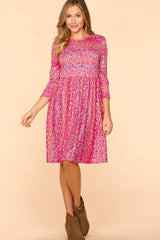 Haptics Round Neck Floral Dress with Pockets - Trendsi