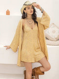Printed Halter Neck Romper and Cover Up Set - Trendsi - Flyclothing LLC