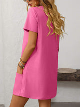 Mandy Square Neck Short Sleeve Mini Dress - Trendsi - Flyclothing LLC