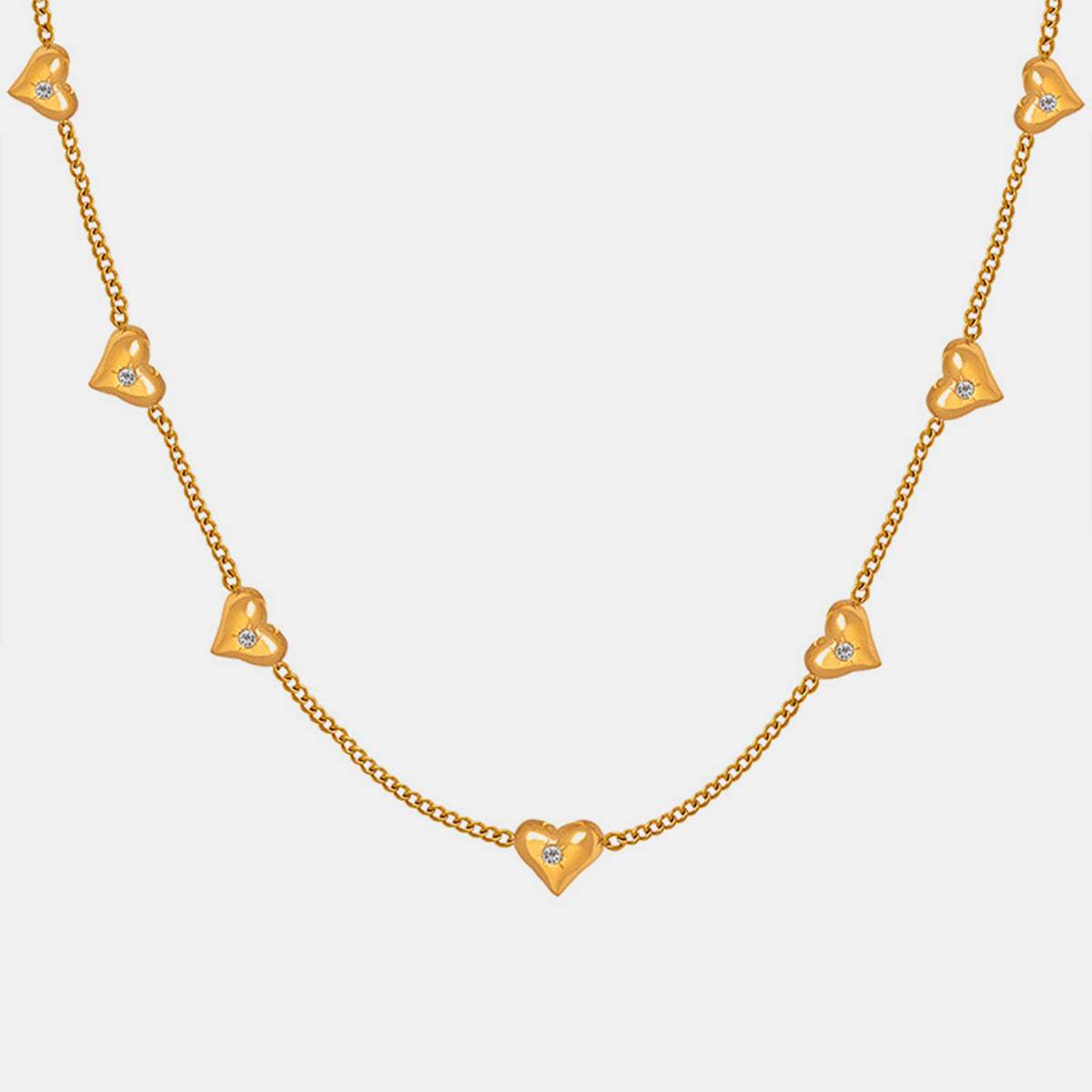 Titanium Steel Zircon Heart Necklace - Trendsi - Flyclothing LLC