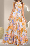 Tied Printed Grecian Sleeveless Maxi Dress - Trendsi - Flyclothing LLC