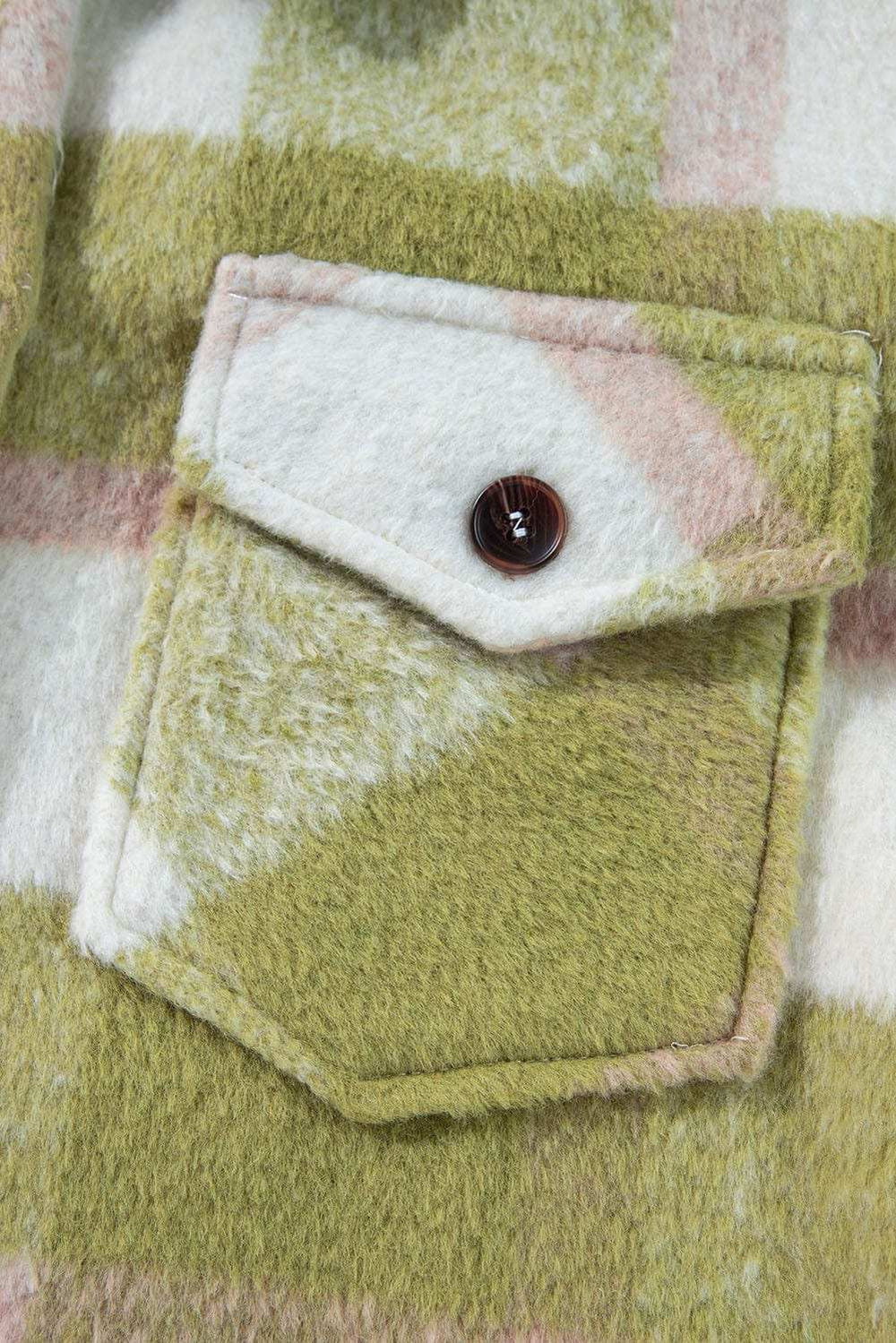 Pocketed Plaid Collared Neck Shacket - Trendsi - Flyclothing LLC