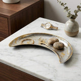 10" Silver And Gold Metal Handmade Crescent Trinket Tray - HomeRoots - Flyclothing LLC
