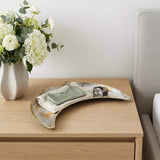 10" Silver And Gold Metal Handmade Crescent Trinket Tray - HomeRoots - Flyclothing LLC
