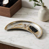 8" Silver And Gold Metal Handmade Crescent Trinket Tray - HomeRoots - Flyclothing LLC