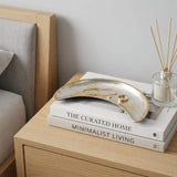 8" Silver And Gold Metal Handmade Crescent Trinket Tray - HomeRoots - Flyclothing LLC