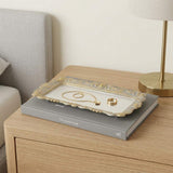 12" Blue Gray Silver And Gold Metal Handmade Trinket Tray - HomeRoots - Flyclothing LLC