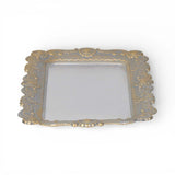 12" Blue Gray Silver And Gold Metal Handmade Trinket Tray - HomeRoots - Flyclothing LLC