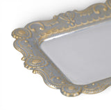 12" Blue Gray Silver And Gold Metal Handmade Trinket Tray - HomeRoots - Flyclothing LLC