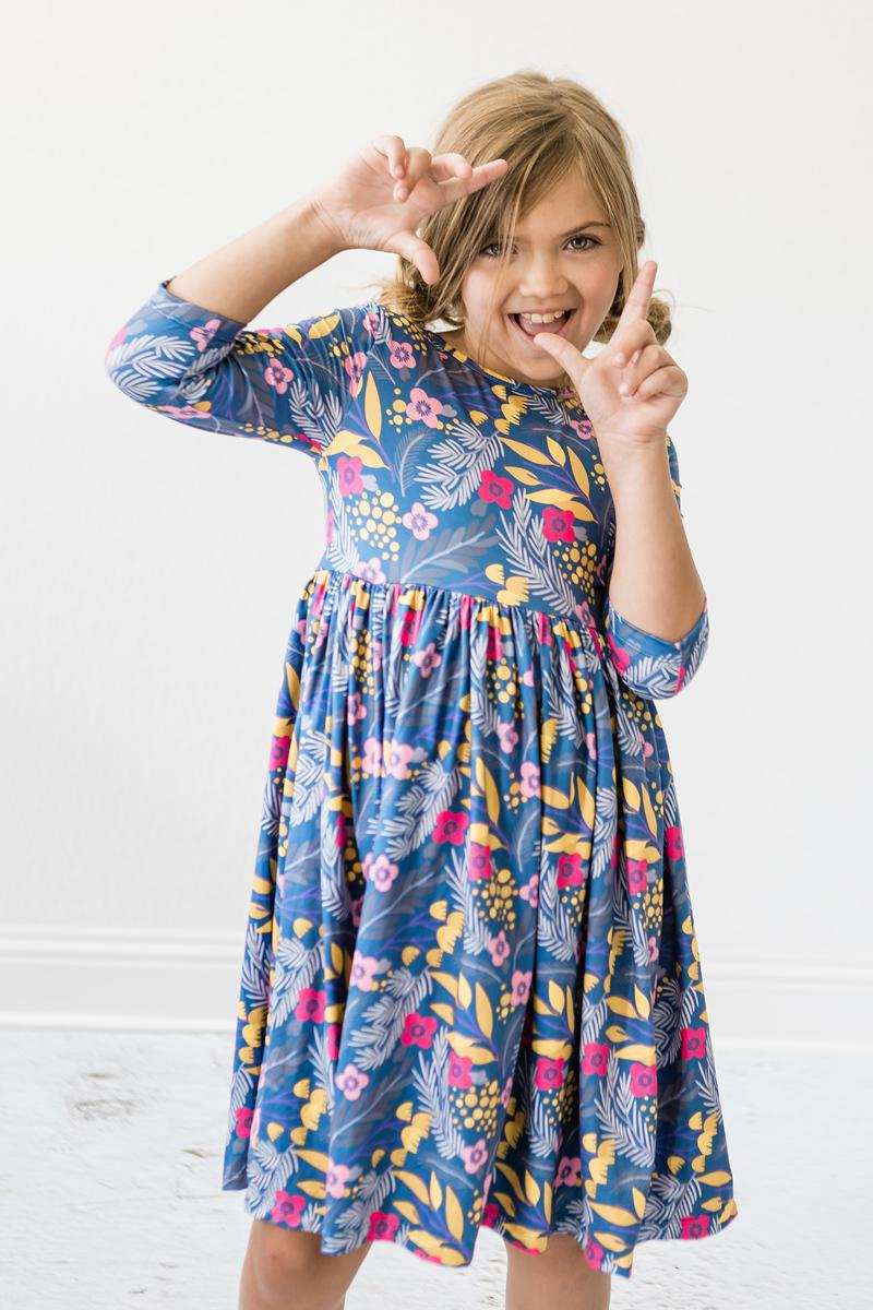 Flora 3/4 Sleeve Pocket Twirl Dress - Mila & Rose ® - Flyclothing LLC