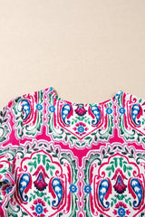 Printed Tie Neck Short Sleeve Dress - Trendsi - Flyclothing LLC