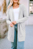 Pocketed Open Front Long Sleeve Cardigan - Trendsi - Flyclothing LLC