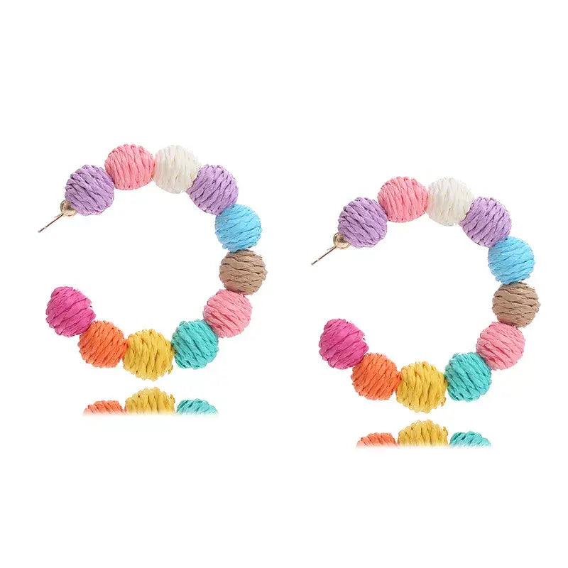 Raffia Grass C-Hoop Earrings - Trendsi - Flyclothing LLC