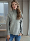 Turtleneck Dropped Shoulder Long Sleeve Sweater - Trendsi - Flyclothing LLC