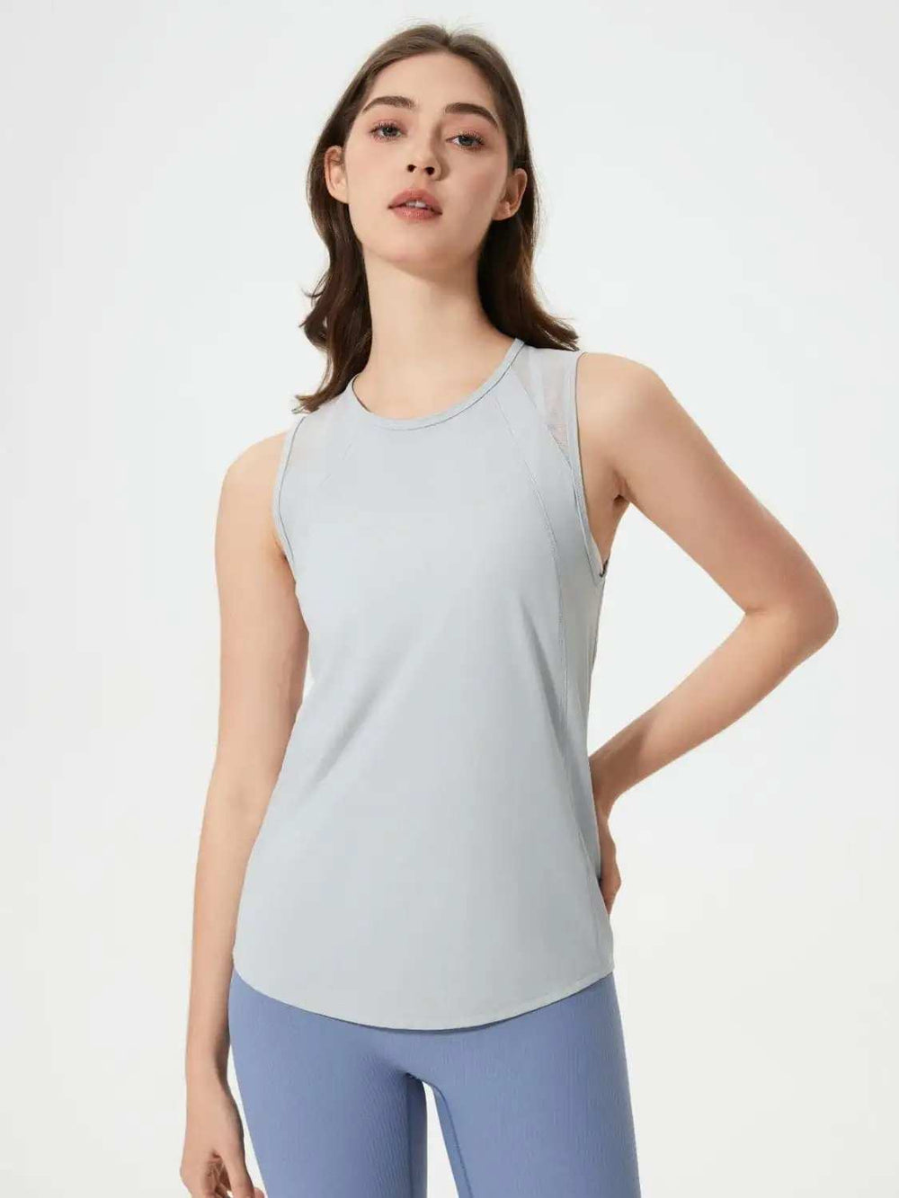 Millennia Cutout Back Round Neck Active Tank - Trendsi - Flyclothing LLC