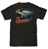 Faded Chevrolet 72 Camaro Front and Back Print T-Shirt - Vintage Black