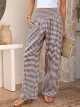 Gingham Wide-Leg Pants - Trendsi - Flyclothing LLC