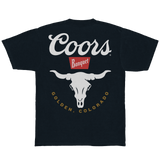 Coors Banquet Bull Skull Double Sided Heavyweight T-Shirt - Navy Blue - Tee Luv - Flyclothing LLC