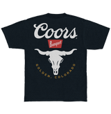 Coors Banquet Bull Skull Double Sided Heavyweight T-Shirt - Navy Blue - Tee Luv - Flyclothing LLC