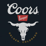 Coors Banquet Bull Skull Double Sided Heavyweight T-Shirt - Navy Blue - Tee Luv - Flyclothing LLC
