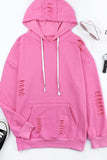 Distressed Drawstring Long Sleeve Hoodie - Trendsi - Flyclothing LLC