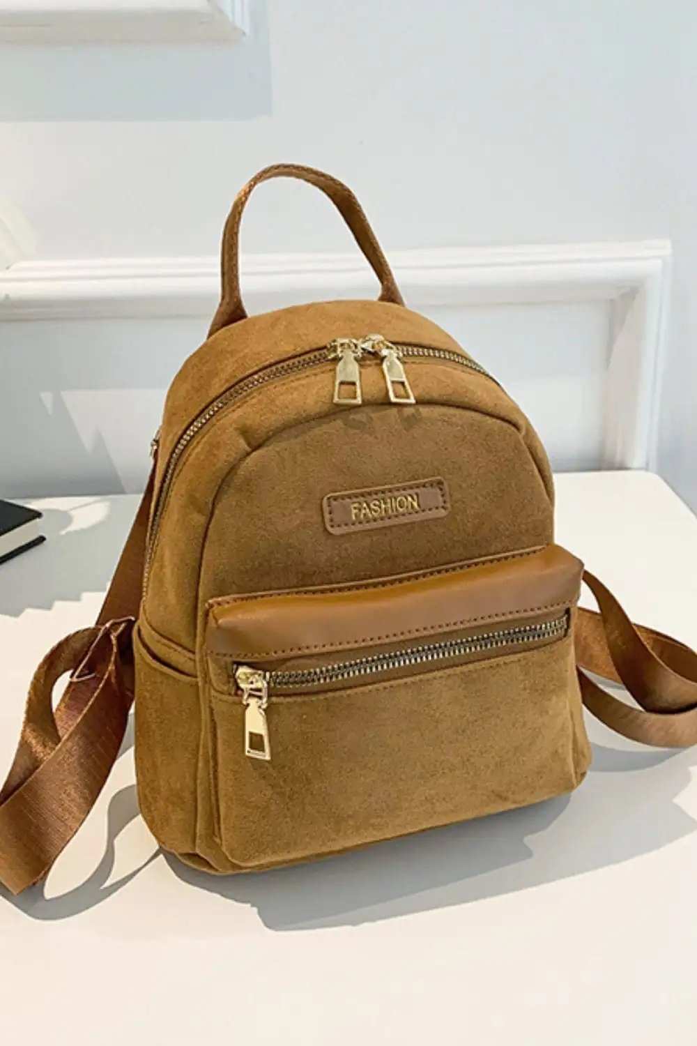 Suede Adjustable Strap Backpack Bag - Trendsi - Flyclothing LLC