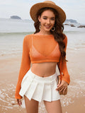 Openwork Long Sleeve Cover-Up - Trendsi