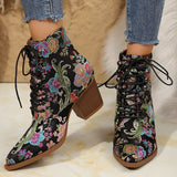 Point Toe Block Heels Boots - Trendsi - Flyclothing LLC