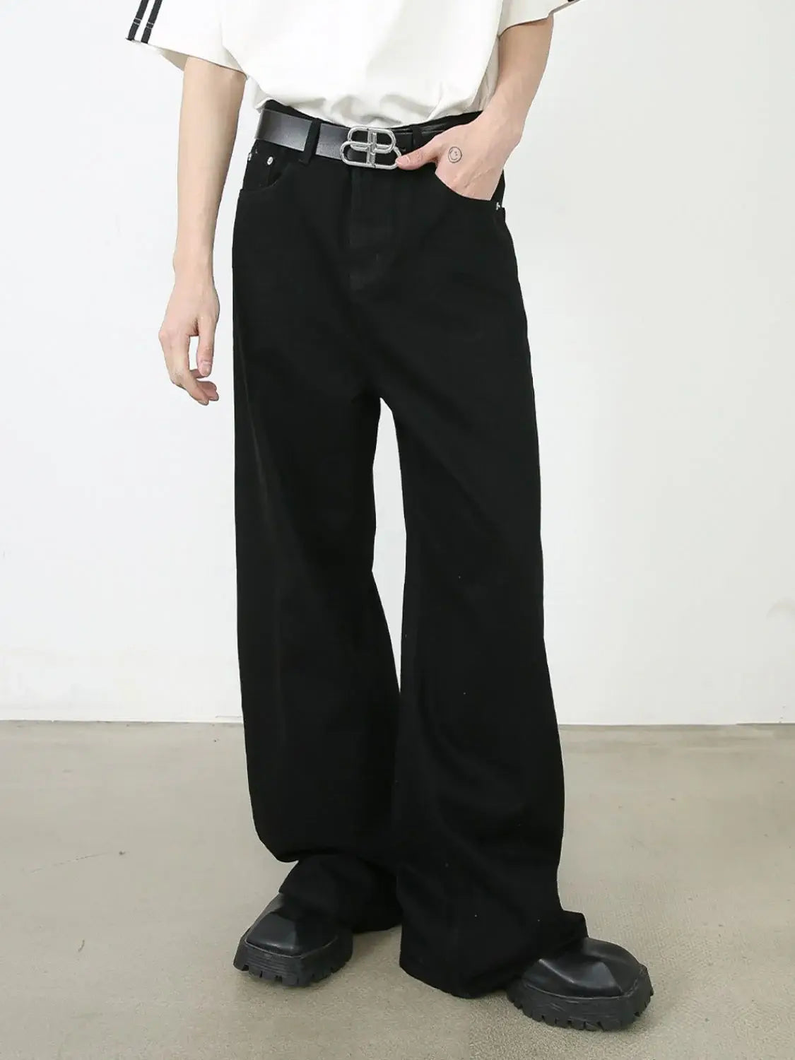 Men's Mid Rise Wide Leg Jeans - Trendsi - Flyclothing LLC