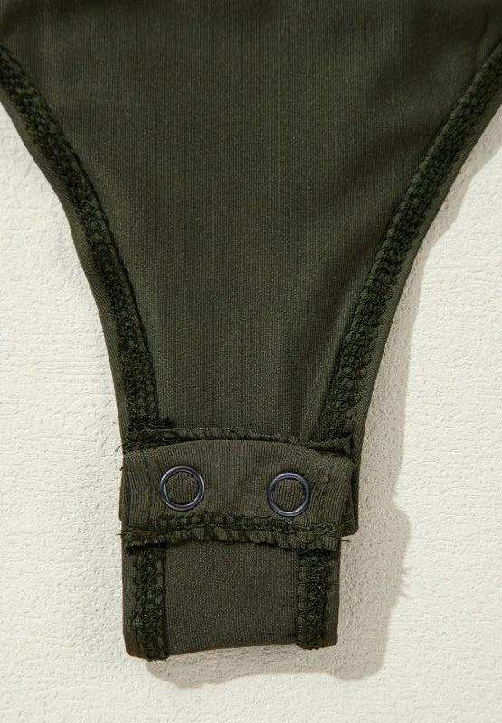 Ruched Surplice Long Sleeve Bodysuit - Trendsi - Flyclothing LLC