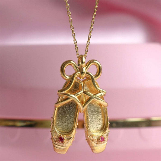 Copper Ballet Shoe Pendant Necklace - Trendsi - Flyclothing LLC