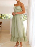 Devine Frill Ruffled Hem Midi Cami Dress - Trendsi - Flyclothing LLC