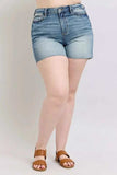Judy Blue Full Size High Waist Star Seam Detail Denim Shorts Plus Size - Trendsi - Flyclothing LLC