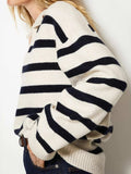 Striped Johnny Collar Long Sleeve Sweater - Trendsi - Flyclothing LLC