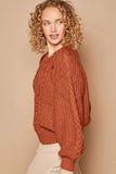 POL Cable Knit Cutout Long Sleeve Sweater - Trendsi