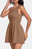 Smocked Single Shoulder Romper - Trendsi