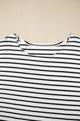 Stripe Half Sleeve Scoop Neck Top - Trendsi - Flyclothing LLC