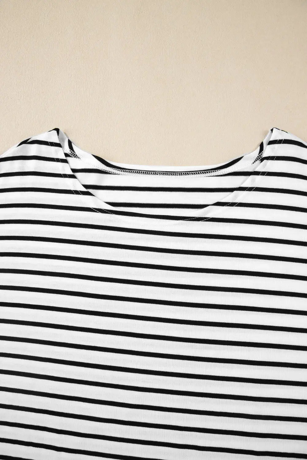 Stripe Half Sleeve Scoop Neck Top - Trendsi - Flyclothing LLC