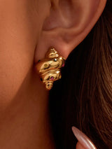18K Gold-Plated Inlaid Zircon Spiral Earrings - Trendsi - Flyclothing LLC