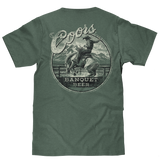 Coors Banquet Beer Rodeo Horse Front Pocket Tee T-Shirt - Cypress Green