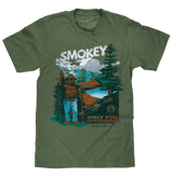 Smokey Bear Only You Can Prevent Wildfires Retro Graphic T-Shirt - Canyon Green