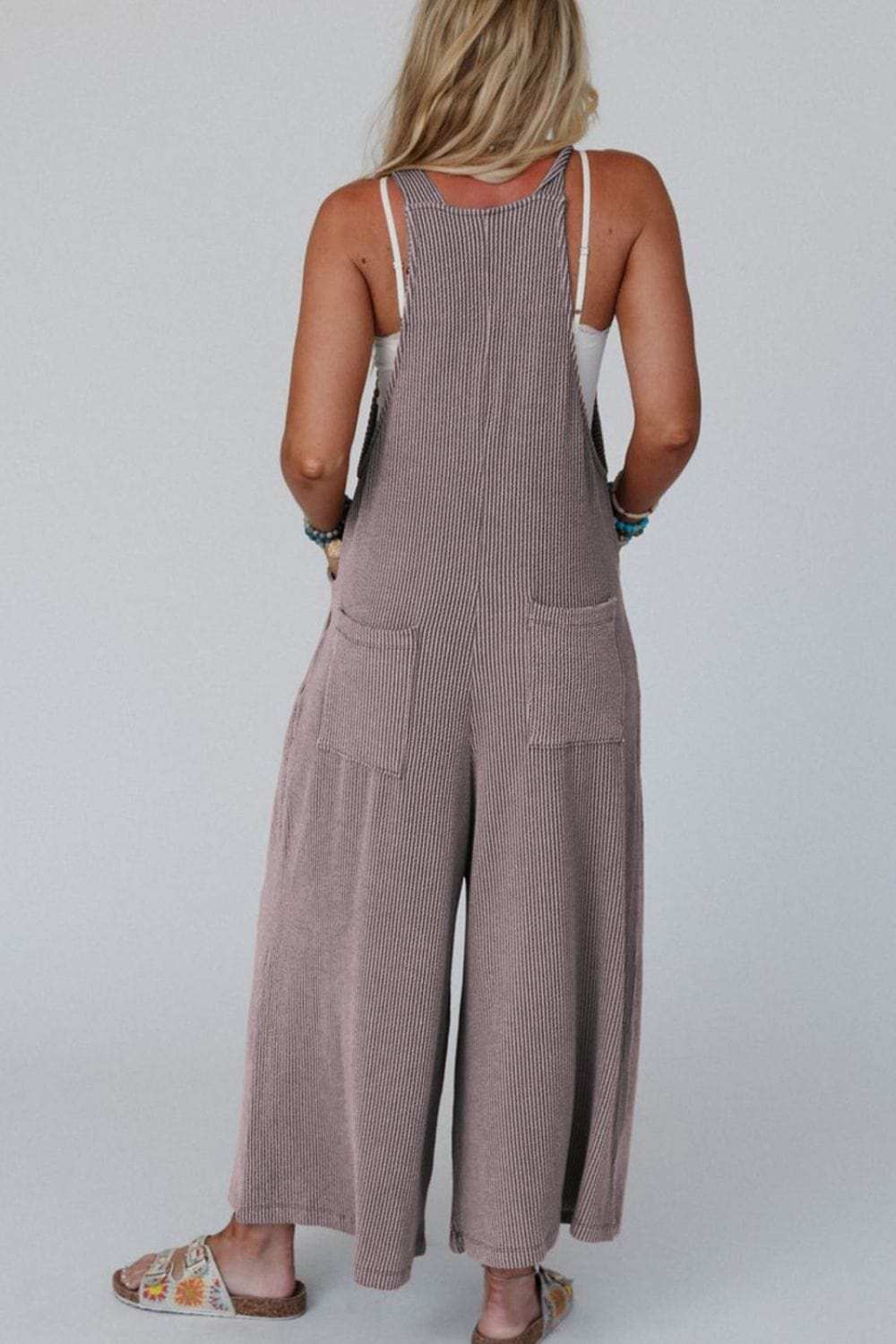 Corded Adjustable Straps Wide Leg Loose Overalls - Trendsi - Flyclothing LLC