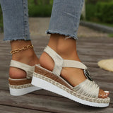 Peep Toe Wedge Sandals - Trendsi - Flyclothing LLC