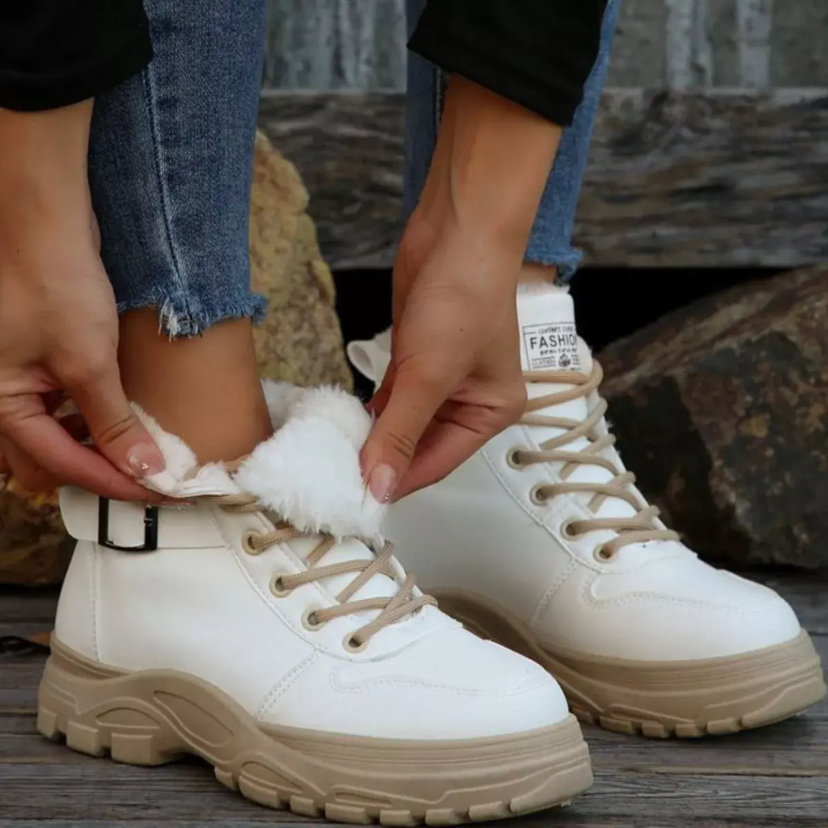 Warm Lined Ankle Boots with Buckle Detail - Trendsi - Flyclothing LLC